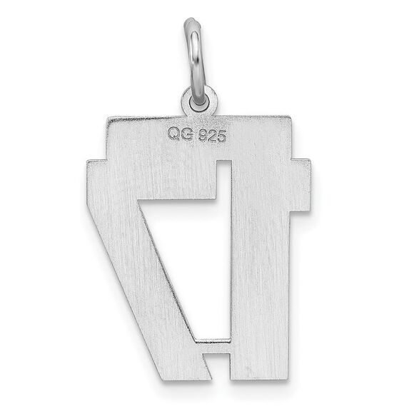 Sterling Silver, Athletic Collection Medium Polished Number 17 Pendant - Picture 3 of 5